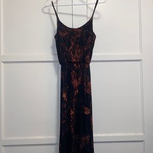Olivia Rae XS Black Bleach Dye Maxi Sleeveless Over Shoulder Dress